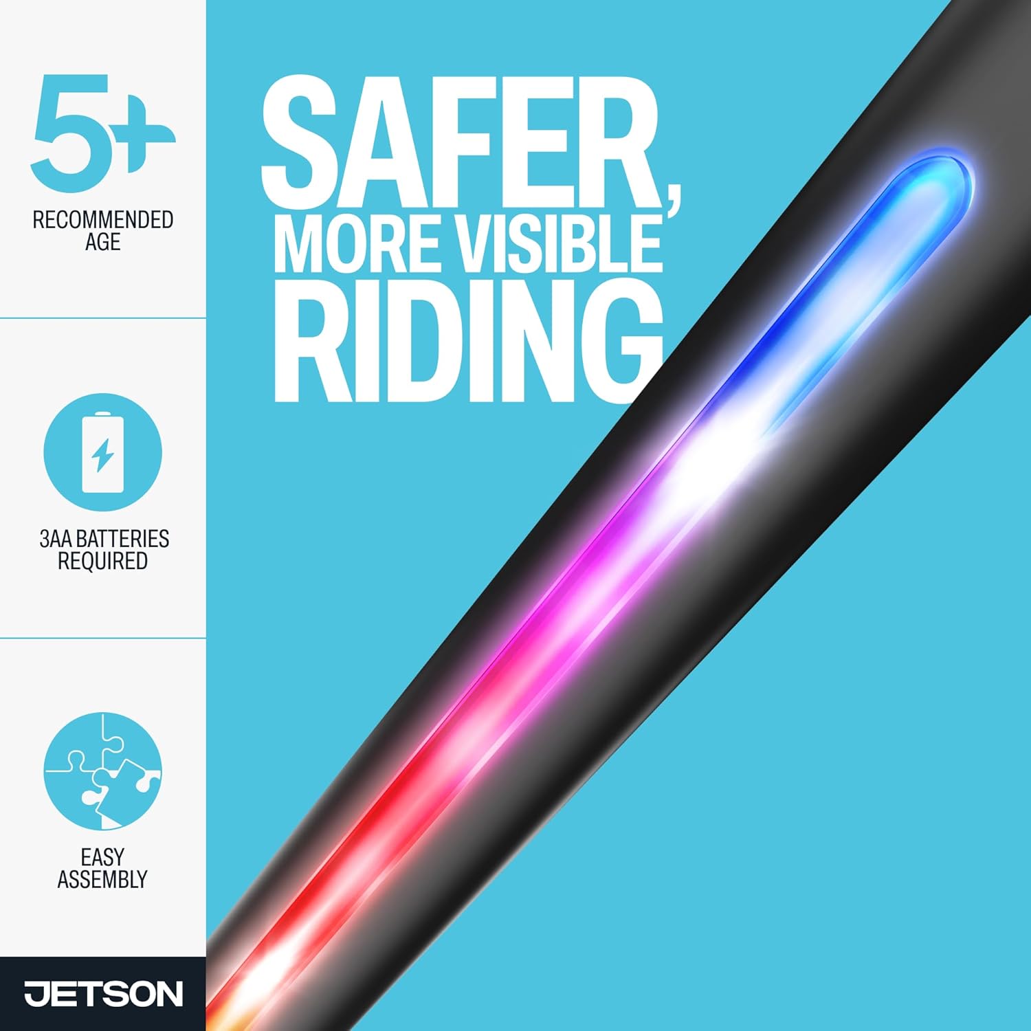 Jetson Mars 2-Wheel Light-Up Kick Scooter, Portable Scooter for Kids with Light-Up 4.6-Inch Wheels, Adjustable Handlebar Height, Foldable Design, Ages 5+