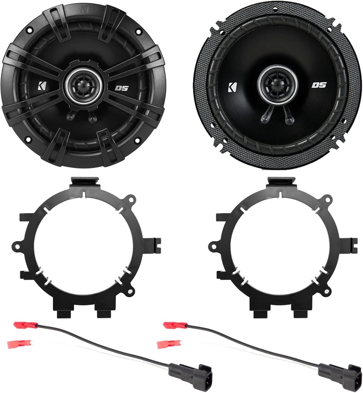 2X Kicker 6.5" 240 Watt 2-Way 4-Ohm Car Audio Coaxial Speakers with Enrock Speaker Mounting Brackets and Wire Harness Compatible with Select 1996-2009 GM Full Size SUV Car Vehicles