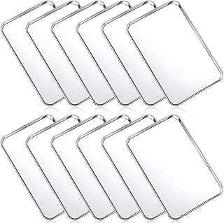 Mimorou 12 Pcs Baking Sheet Stainless Steel Cookie Small Metal Sheet Pans Professional Rectangle Oven Trays Kitchen Baking Cooking Oven and Toaster, Dishwasher Safe