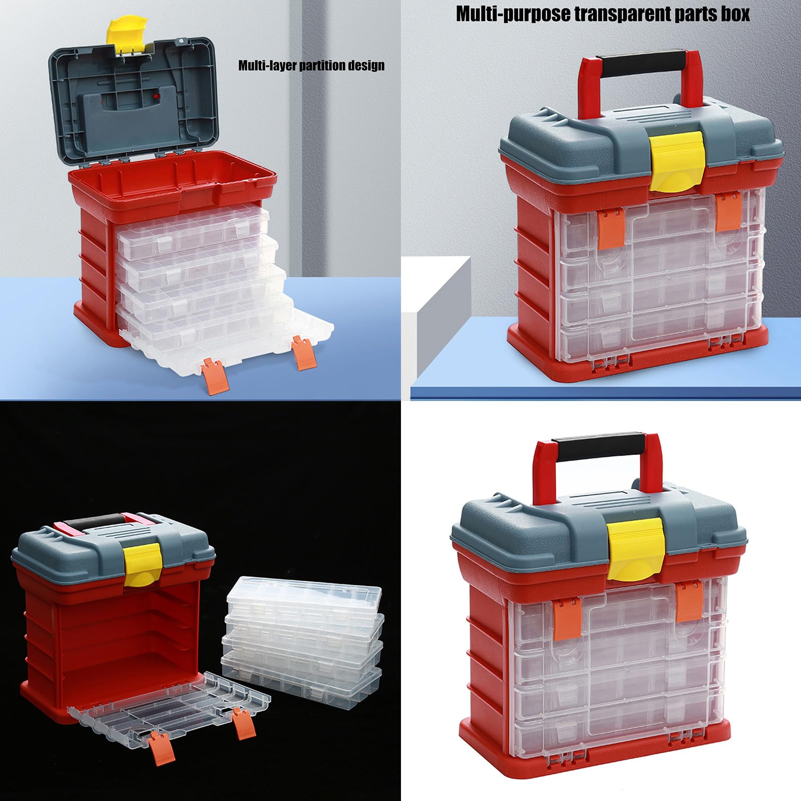 Bastel Organizer und Aufbewahrung, 4-lagige Werkzeug Teile Organizer für Haushalts Elektrowerkzeuge, Multifunktionsbox, Kunststoffboxen zur Aufbewahrung
