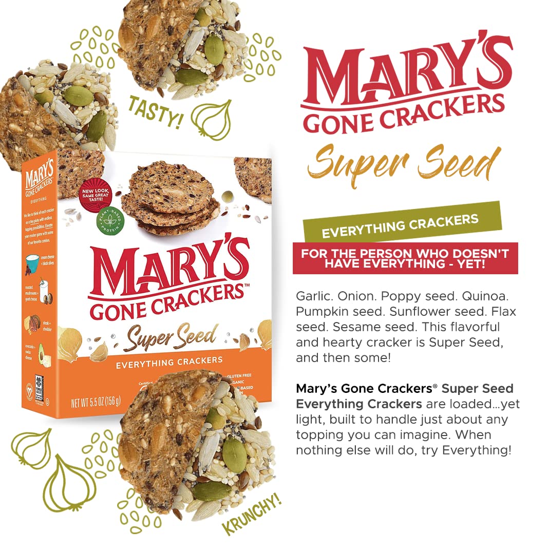Mary's Gone Crackers Super Seed Crackers, Everything, 5.5 Ounce