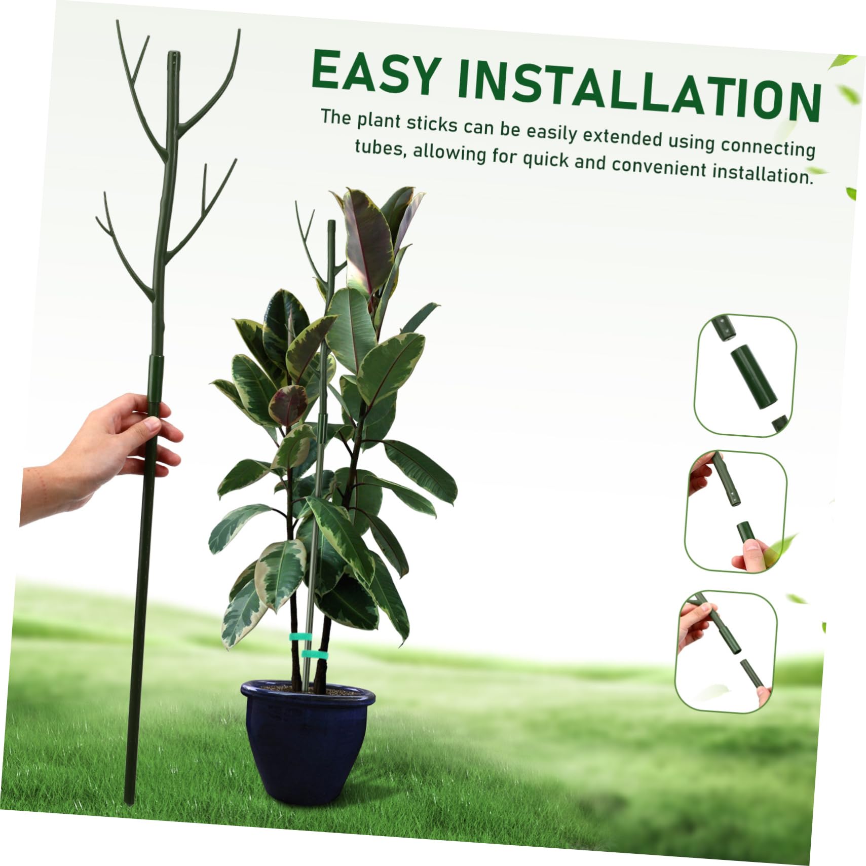 BESTonZON Tuteurs de Support pour Plantes Hautes, 1 Set en Plastique Vert, Installation Facile, Clips et Liens, pour Plantes D’intérieur et Jardin