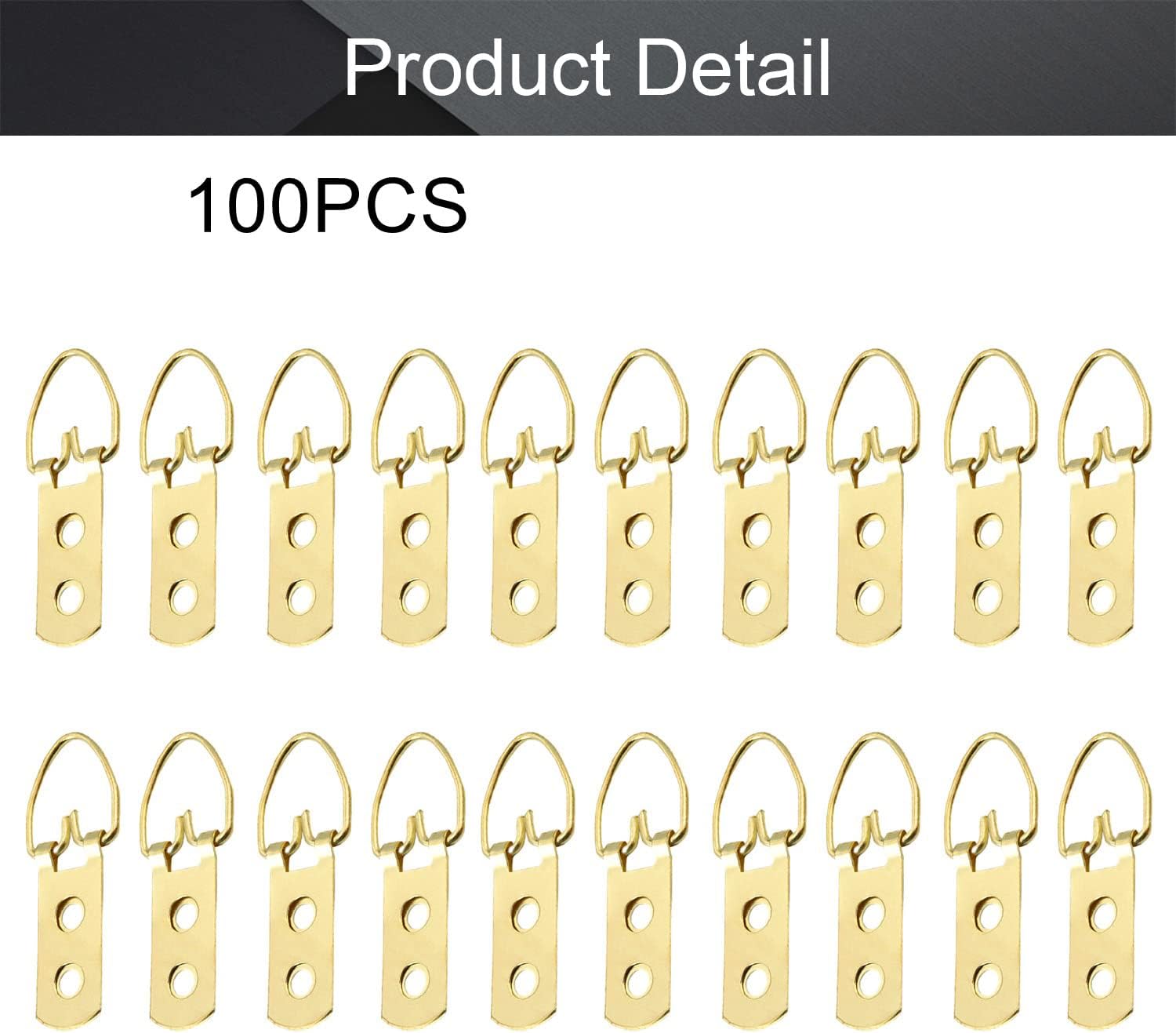 Nails for Hanging Pictures,Picture Hooks Ring Picture Frame Buckle 2.05" x 0.55"Gold Tone Assortment Kit for Home Decoration Picture Frames Photo Hanging Solutions(100Pcs)