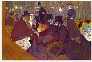 Moulin Rouge by Henri De Toulouse-Lautrec Living Room Wall Decor Canvas Paintings Rustic And Pastoral Style Wall Art Bedroom Aesthetic Home Wall Decorations 24x16inch(60x40cm) Unframe-style