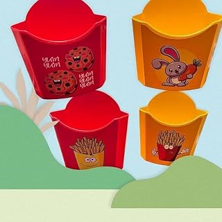باكت بلاستيك للبطاطس والسناكس، لون أحمر