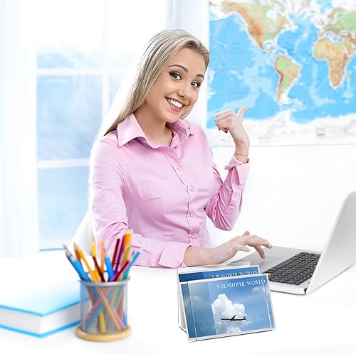 Miniatura 7 de Crtiin 3 soportes para postales de acrílico transparente, soporte para tarjetas de felicitación, soporte de negocios transparente para organizador