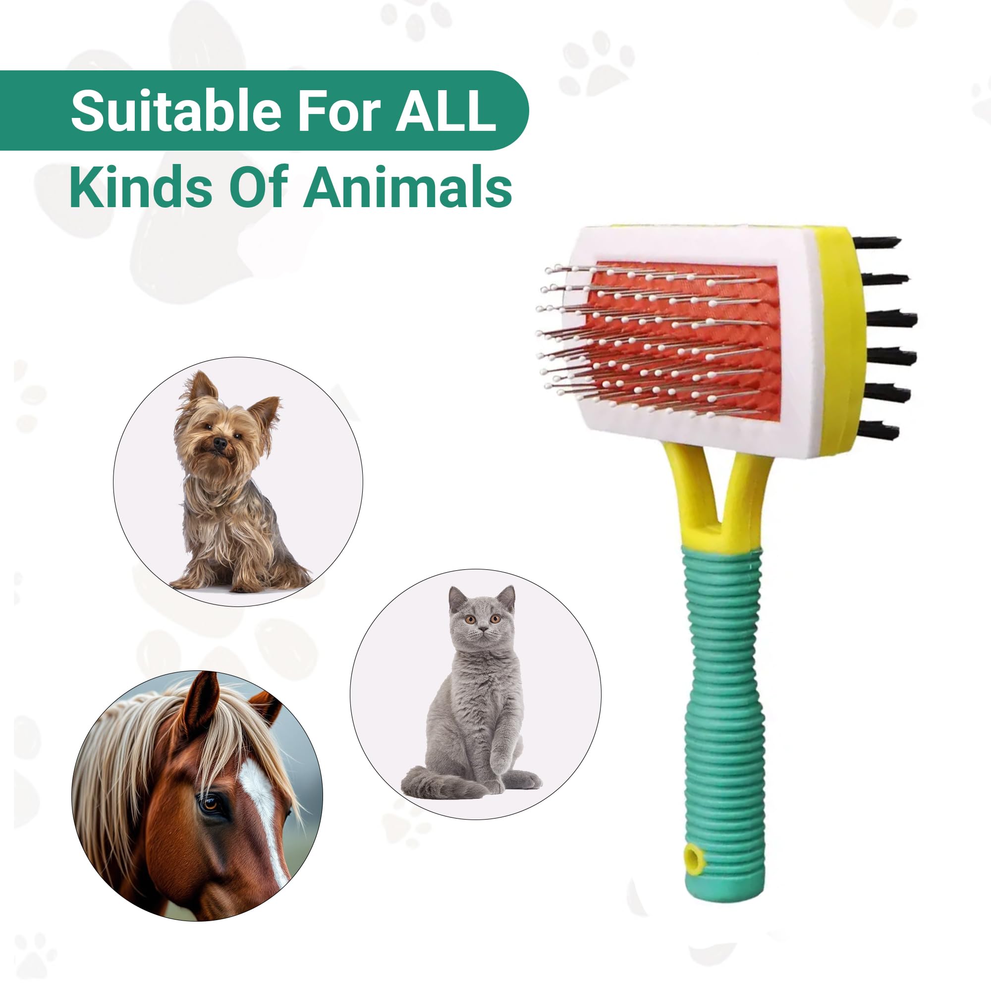 HiFEN® Double Sided Dog Brush 2 in 1 Bristles and Pin Brush for Grooming Dogs & Cats with Long or Short Hair Pets Cleaning + Grooming Tool - Image 4