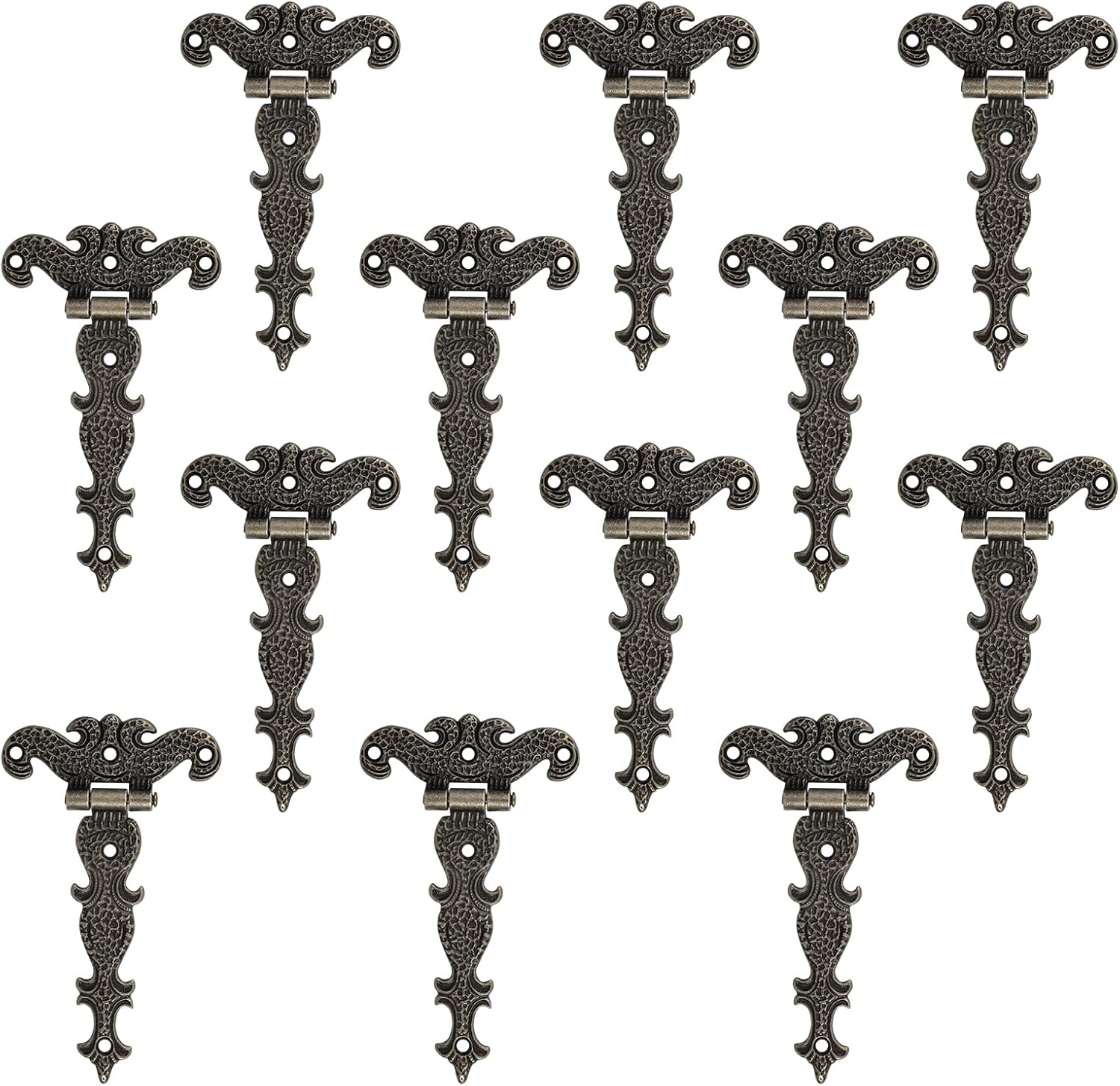 INCREWAY Antique Folding THinges,12PCS Bronze Decorative Hinges Retro