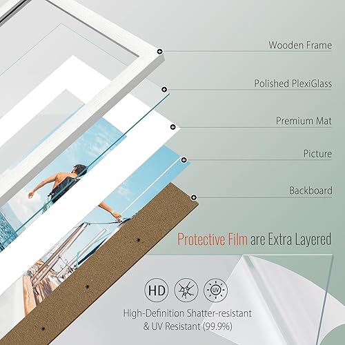 Miniatura 5 de VCK Marco para póster de 16 x 24 pulgadas, con paspartú de 16 x 24 pulgadas, exclusivo portarretratos de madera maciza texturizada, formatos