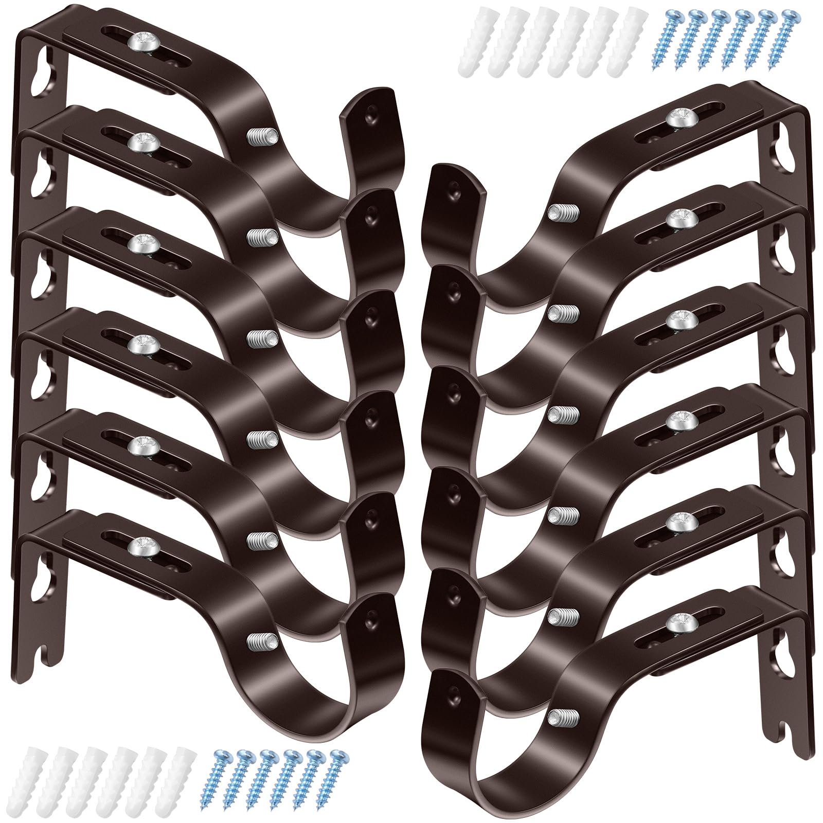 Frienda 12 Pack Curtain Rod Brackets Adjustable Wall Mounts, Antique Bronze