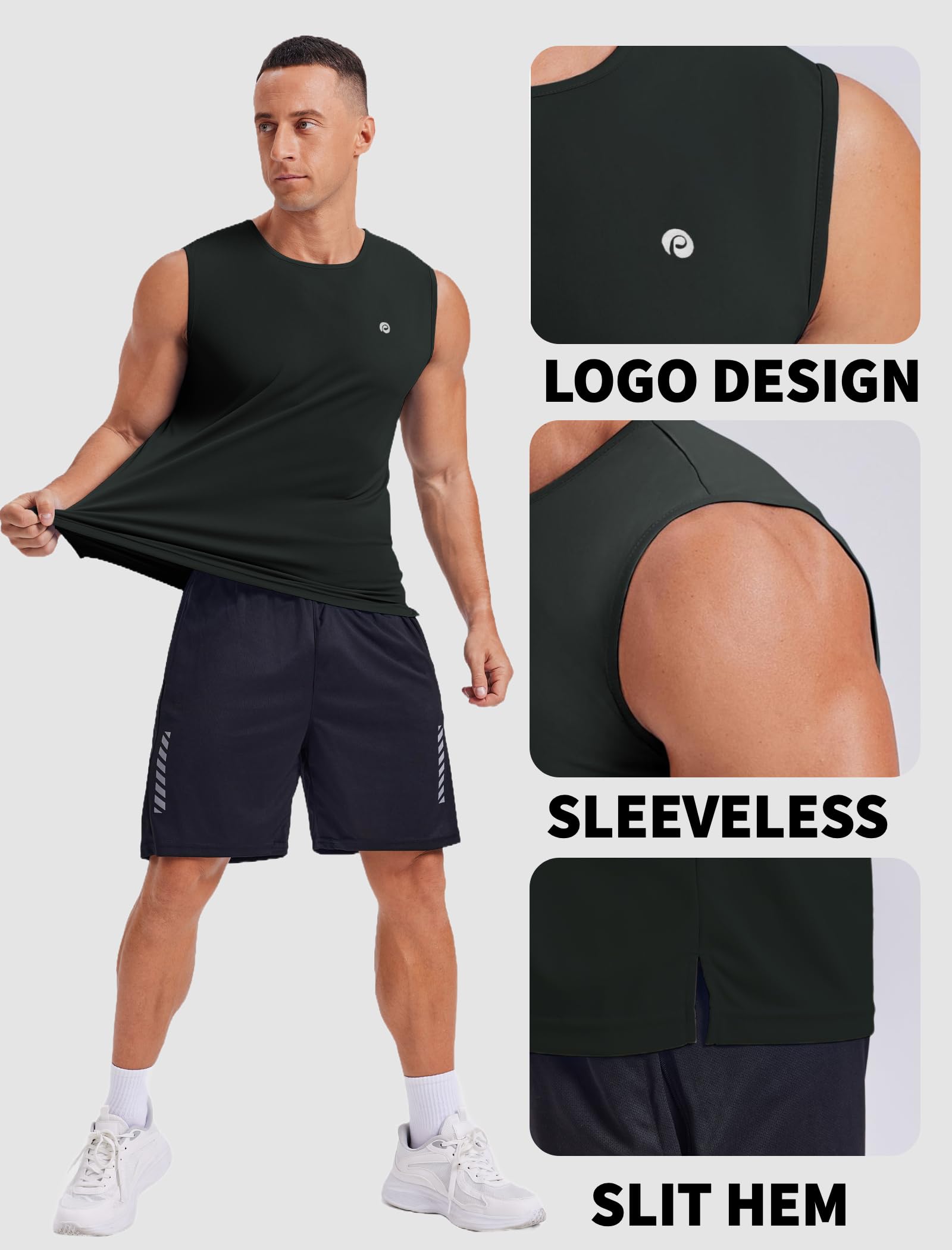 PINSPARK Camiseta Sin Mangas Hombre UPF 50+ Secado Rápido Gimnasio Deportes Running