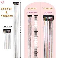 Vista 5 de Clip de oropel para el cabello, kit de 18 piezas de oropel para niñas, extensiones de cabello de oropel con purpurina, clip de oropel de cabello