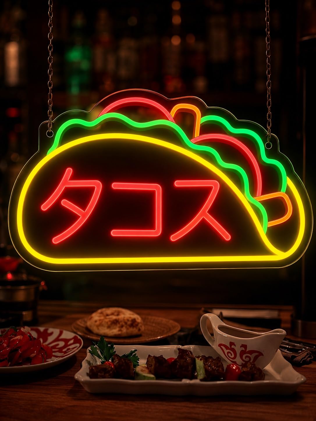 Hanging Art Signs Tacos Neon Sign LED Light USB Dimmable For Taco Food Shop Mexican Restaurant Kitchen Bar Party Home Decor 36cmx26cm