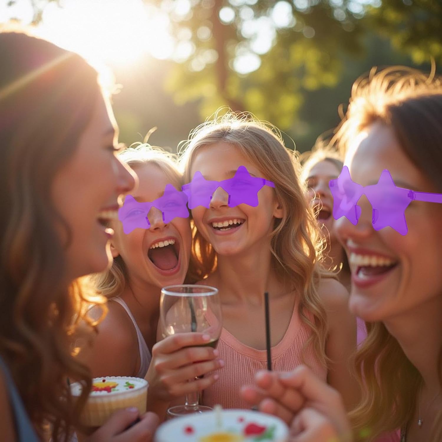 CHRORINE 8/16/24/40 Pairs Rimless Star Shape Sunglasses Transparent Glasses Bulk for Party Decor Favor - Image 5