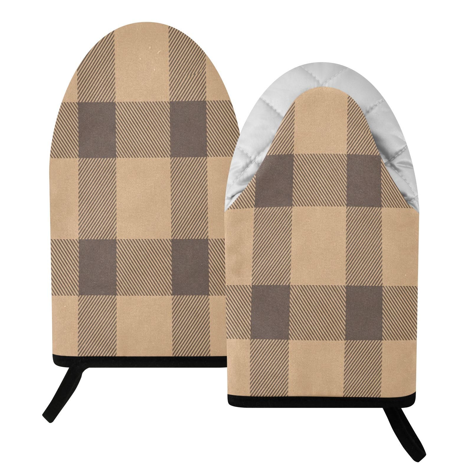BURSTDDY Check Oven Mitt,Heat Resistant Kitchen Mitts for Cooking