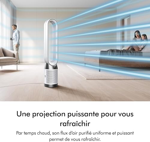Dyson Purifier Cool™ PC1 Tower Fan Air Purifier, HEPA H13 Filtration – Powerful Cooling & Whole‑Room Air Purification, App & Remote Control, Bladeless, 350° Oscillation (White) - 3