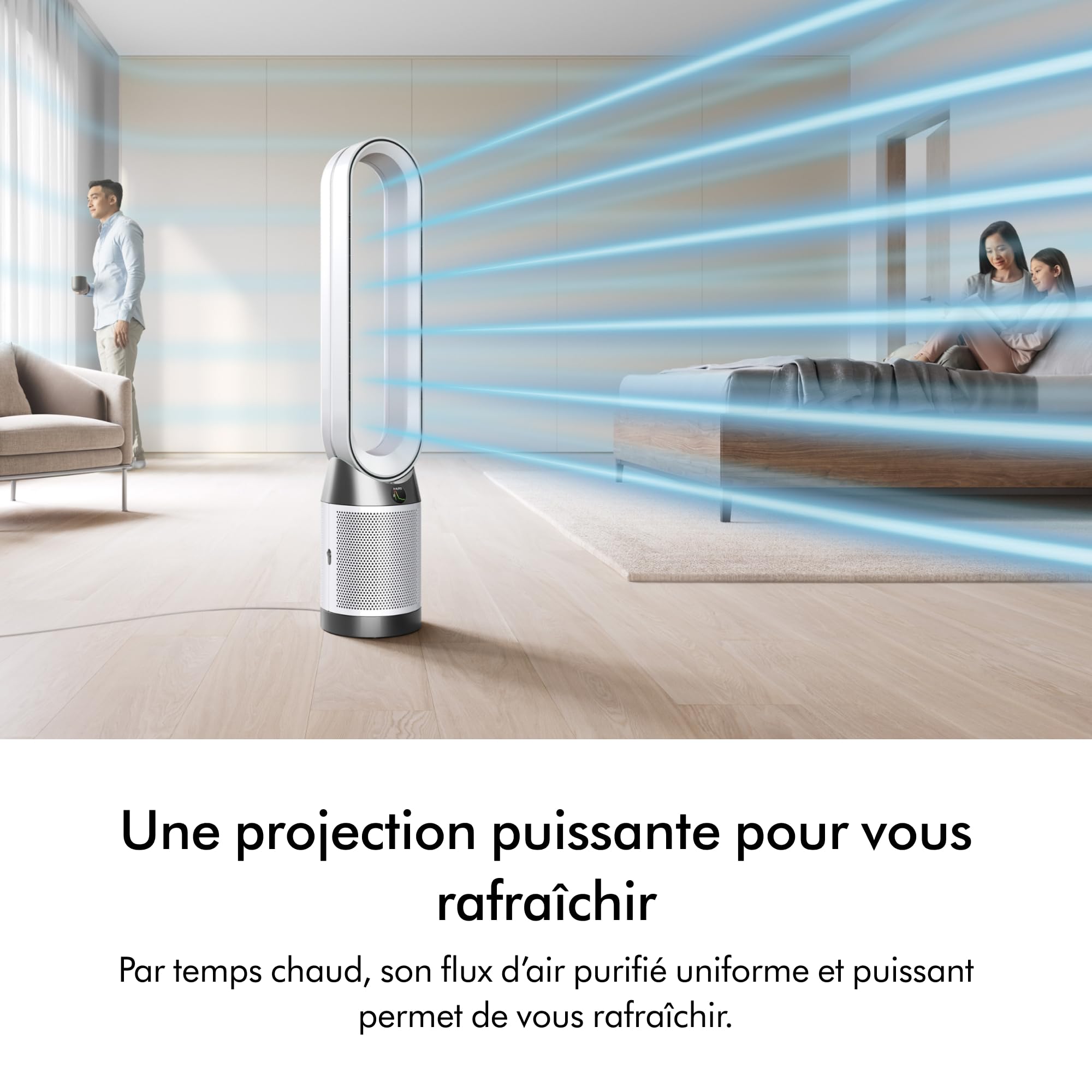 Dyson Purifier Cool PC1 ventilateur, purificateur d’air avec flux d’air rafraîchissant puissant (Blanc/Argent)