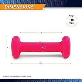 Marcy Neoprene Dumbbell, Single Piece, 1-lb, Fuchsia