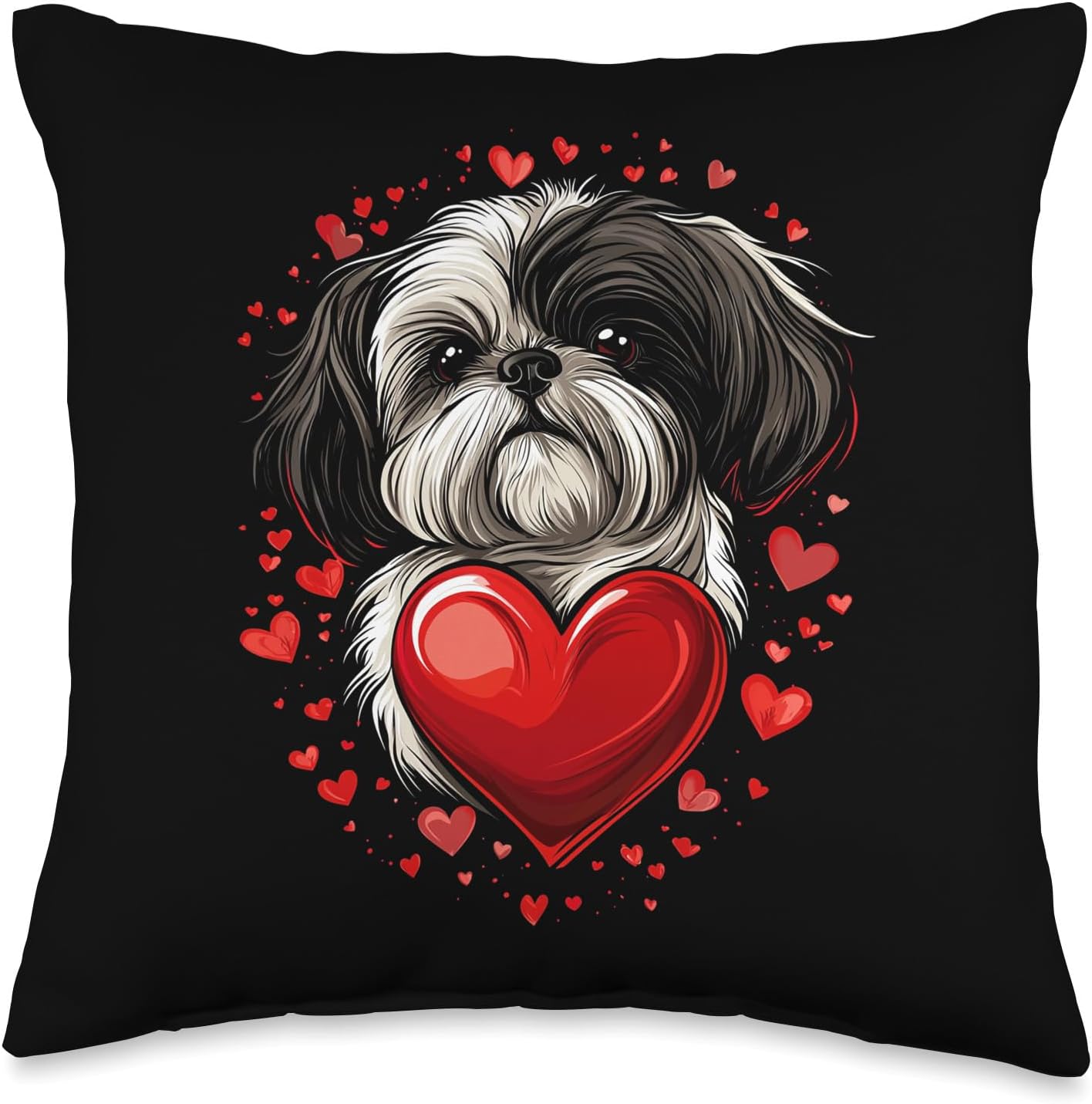 Valentine's Day Shih Tzu Dog Heart Throw Pillow