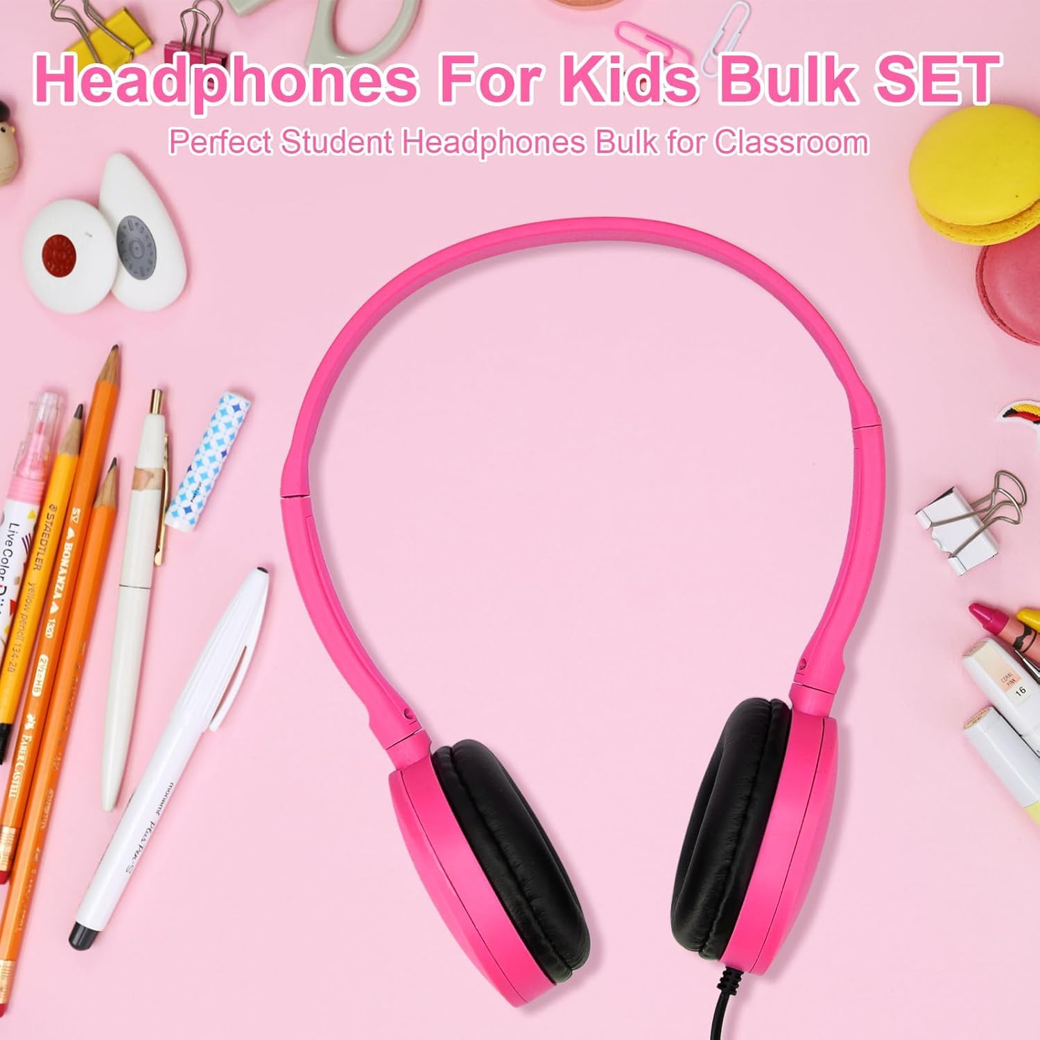 FENGZHU Cuffie per bambini, per classe, scuola, classe, compatibili con jack da 3,5 mm, per biblioteca, bambini, adulti, ufficio, regali (colori misti) (12)