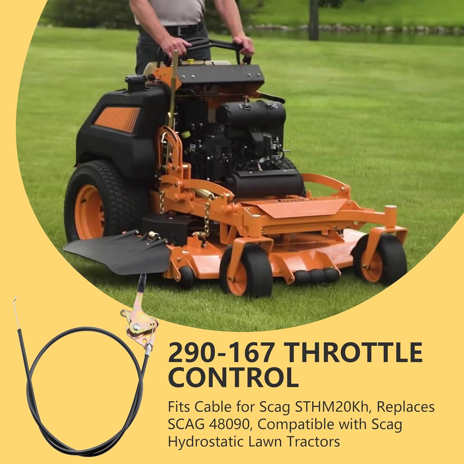 DONFON 290-167 Throttle Control Cable for Scag STHM20Kh, Replaces SCAG 48090, Compatible with Scag Hydrostatic Lawn Tractors