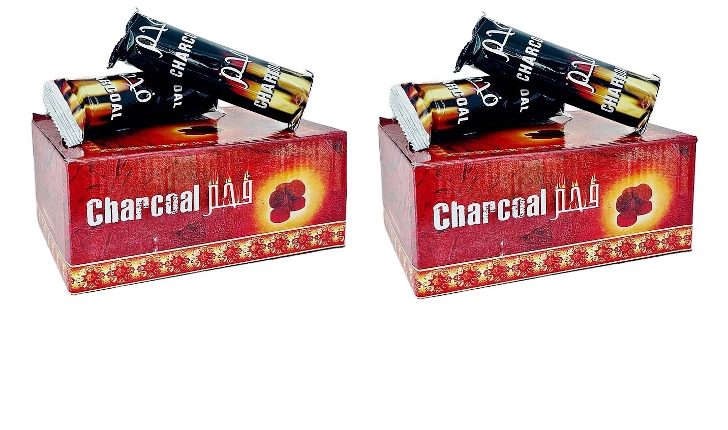 Bakhoor Charcoal (200 Pcs, 2 Box Compo Pack) Oud charcoal and Long Lasting for Hooka and Sheesha | Incence Charcoal-33 mm | Alshola Charcoal | Musk Charcoal 2 Box Packing