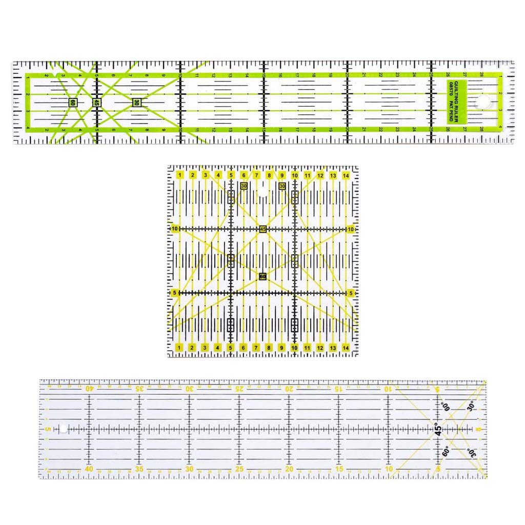 3 set di 3 righelli quadrati rettangolari per trapuntatura, cucito, patchwork, sartoria, fai da te