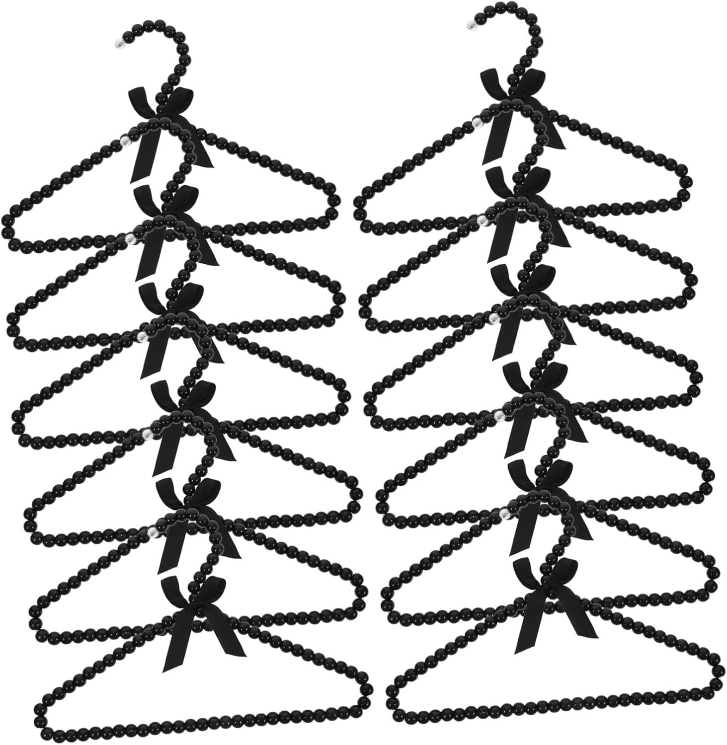 GLEAVI 12pcs Clothes Hangers with Bowknot for Boy Girl Pets Elegant Non- Garment Rack for Coat Shirt for Closet Organization Black