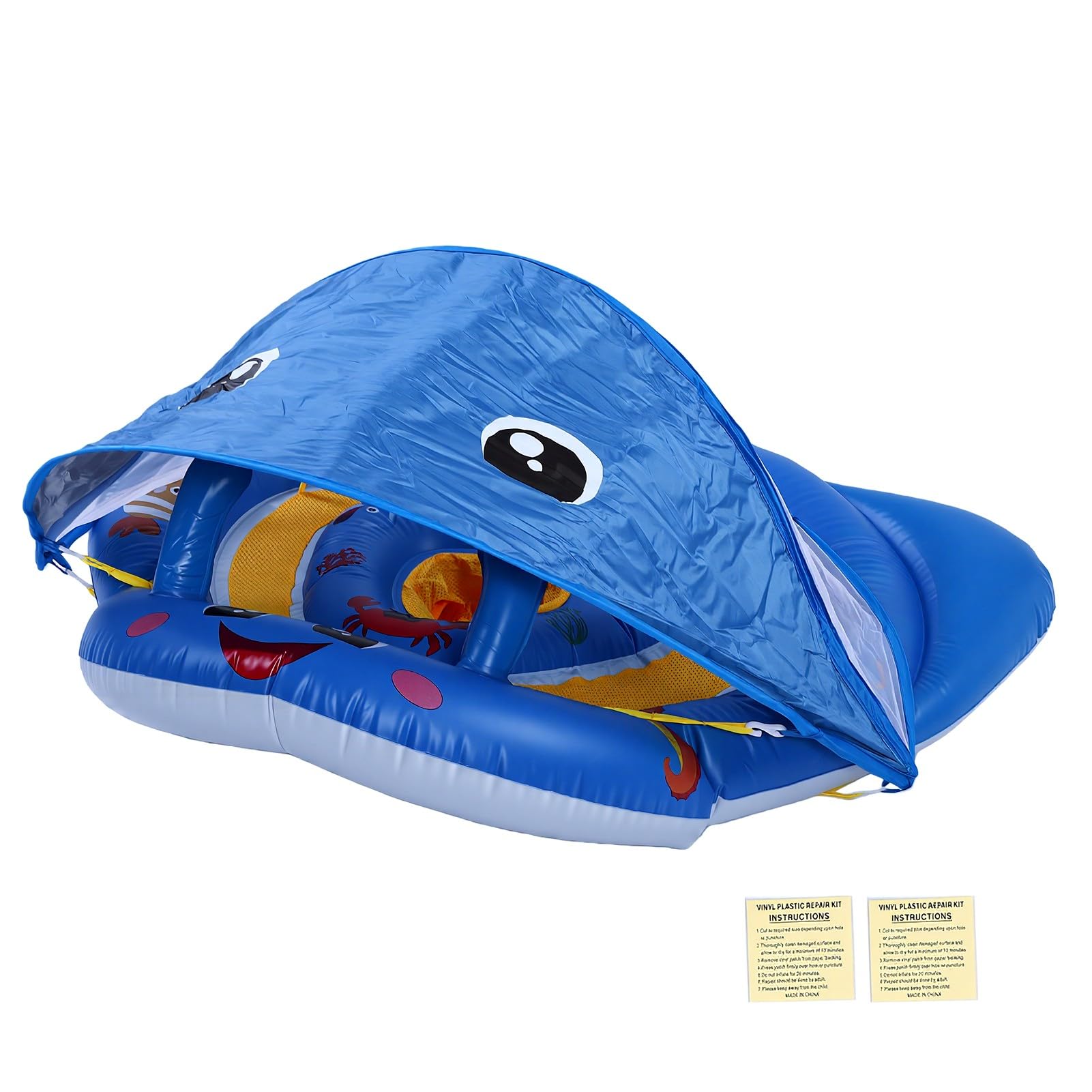 Aufblasbarer Baby Schwimmring mit Sonnendach, Schwimmhilfe für Babys mit UPF 50 Sonnenschutz for Pool und Wasser