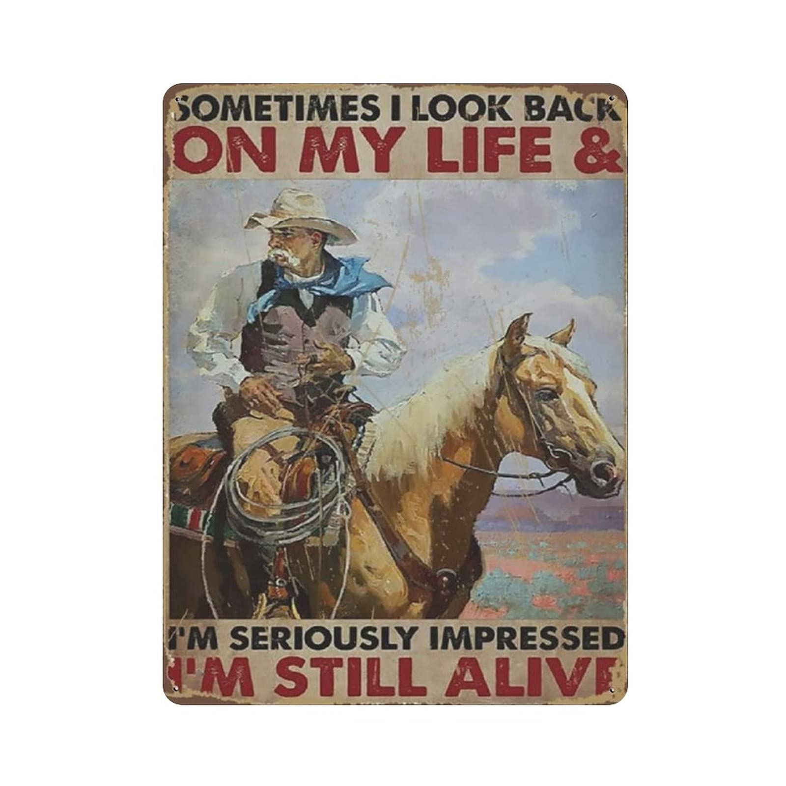 GQWJKSZ Metal Tin Sign Sometimes I Look Back On My Life Vintage Tin Poster Metal Sign Wall Decoration Country Kitchen Home Garage Decor 16"x12"