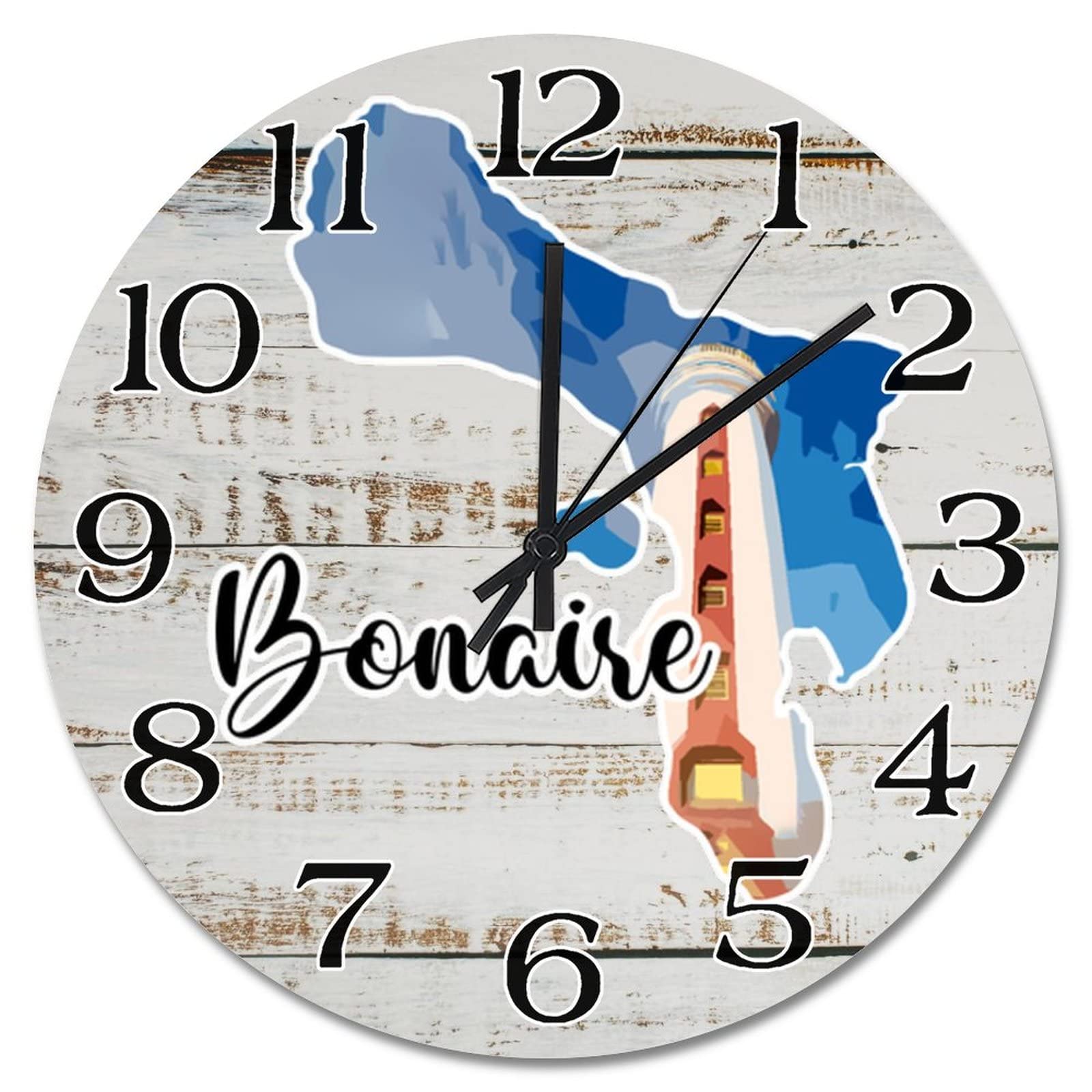 Horloge murale silencieuse Bonaire Landmark en bois 38 cm sans tic-tac pour la chambre