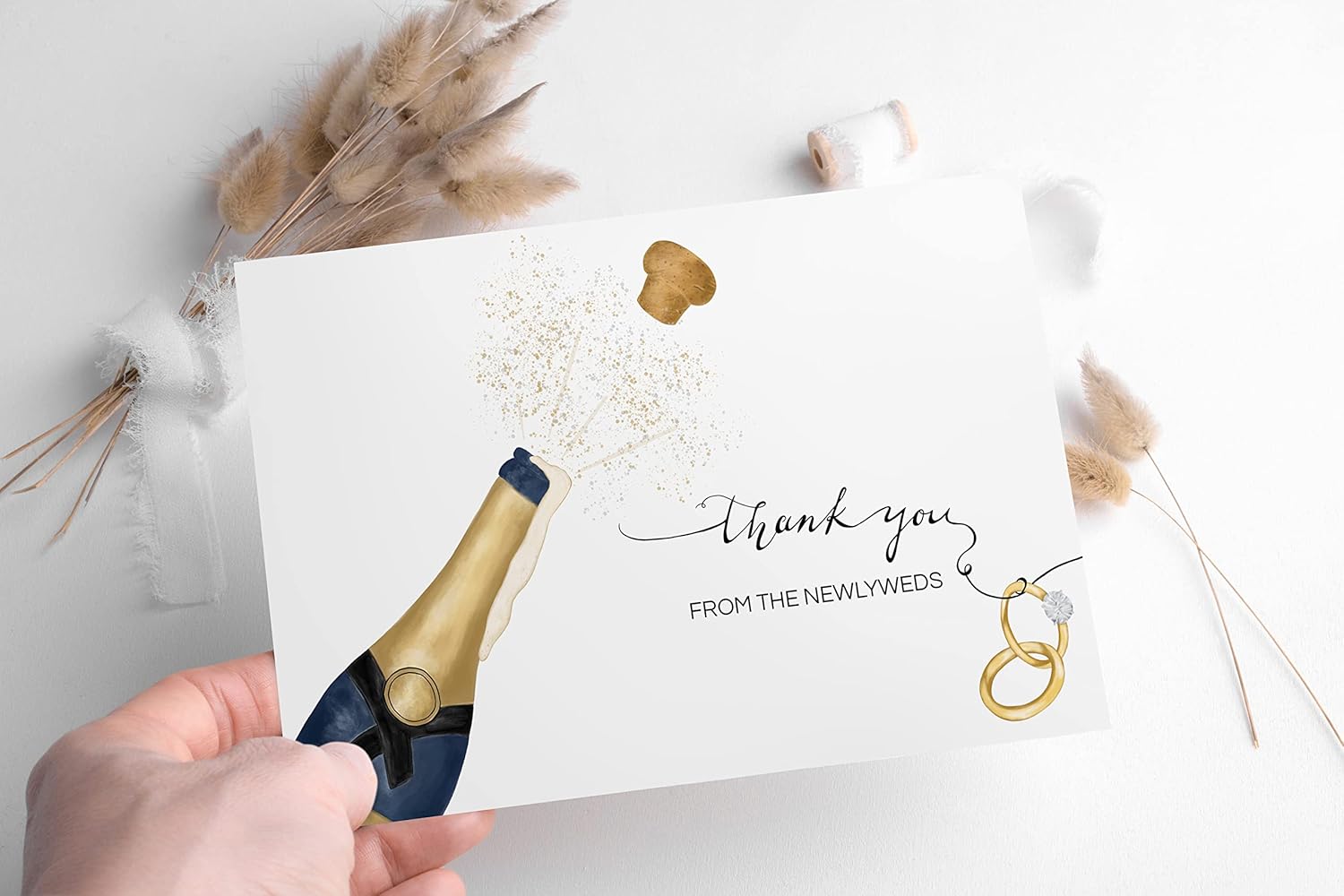 Heather & Willow 100 Wedding Thank You Cards from the New Mr and Mrs | 4x6 Bulk Thank You Cards with Envelopes | Grateful Notes Bridal Shower and Baby Shower