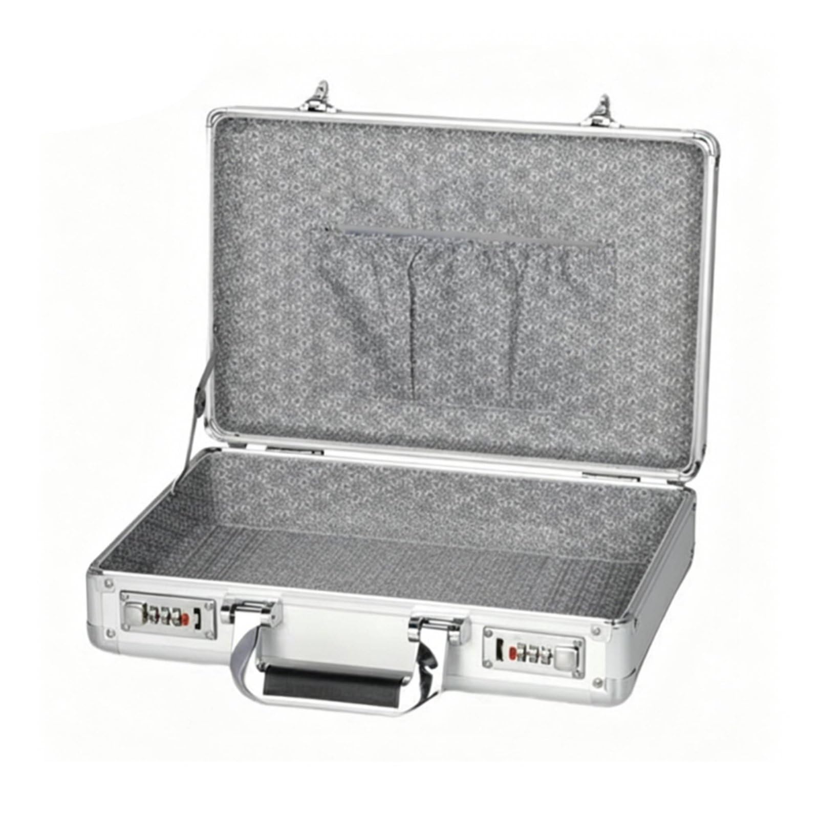 Valigetta Portaoggetti in Alluminio Cassetta Cassaforte Scatola Contenitore Custodia con Doppio 3 Cifre Cornice Leggera Robusta Tasca a Interna Adatta, Argento Brillante, size to 10