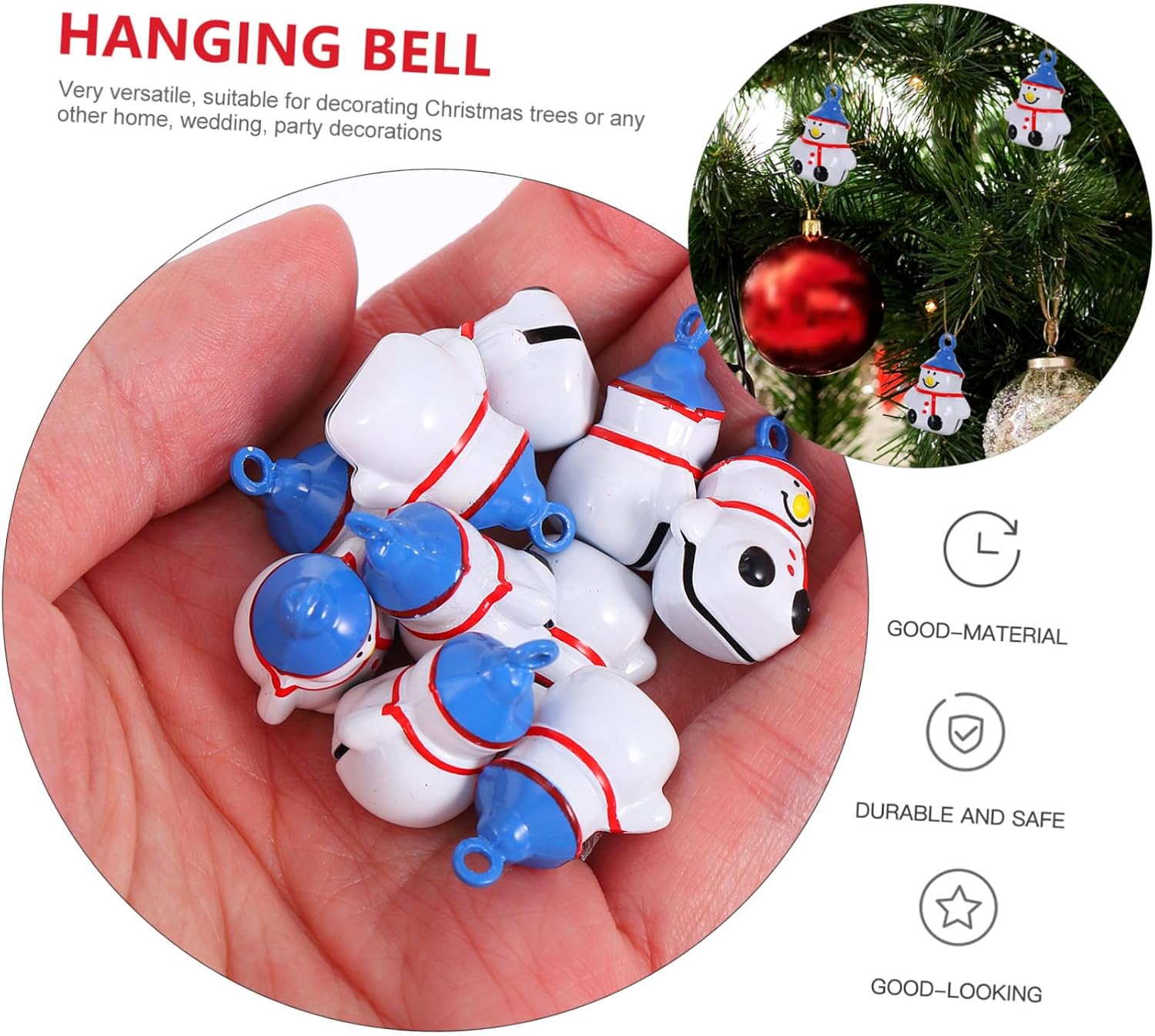 10pcs Christmas Copper Snowman Bells Pendant Decorations for Holiday Parties Crafts and Tree Ornaments for Festive Atmosphere