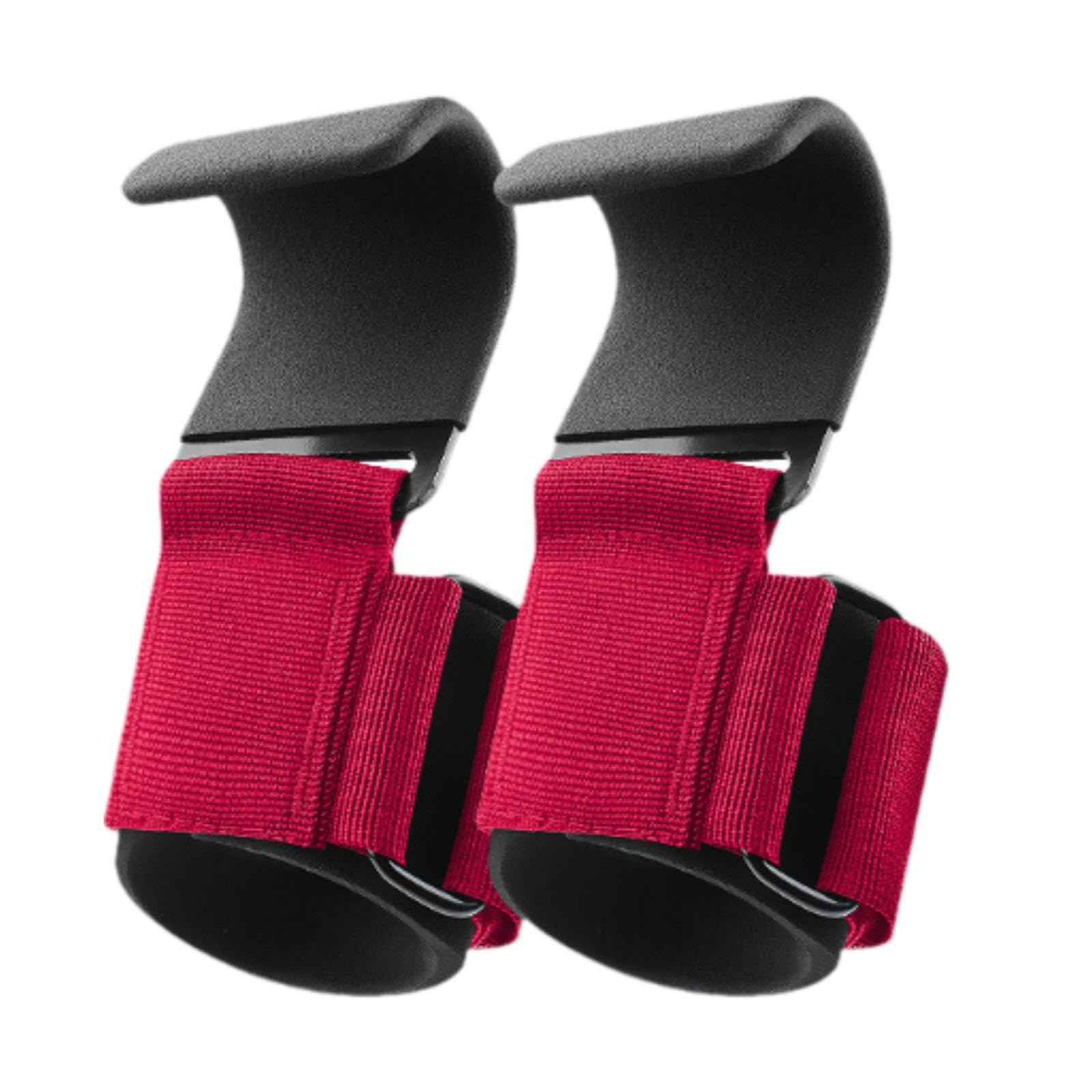 ATORSE 2 Pieces Weight Lifting Hooks Practical for Bodybuilding Deadlifting Pull up Red-image-12