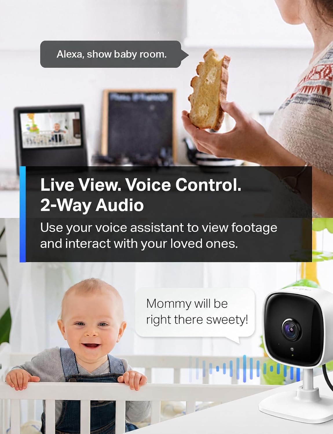 TP-Link Tapo 1080P Indoor Security Camera for Baby Monitor, Dog Camera w/Motion Detection, 2-Way Audio Siren, Night Vision, Cloud & SD Card Storage, Works w/Alexa & Google Home (Tapo C100) image 4