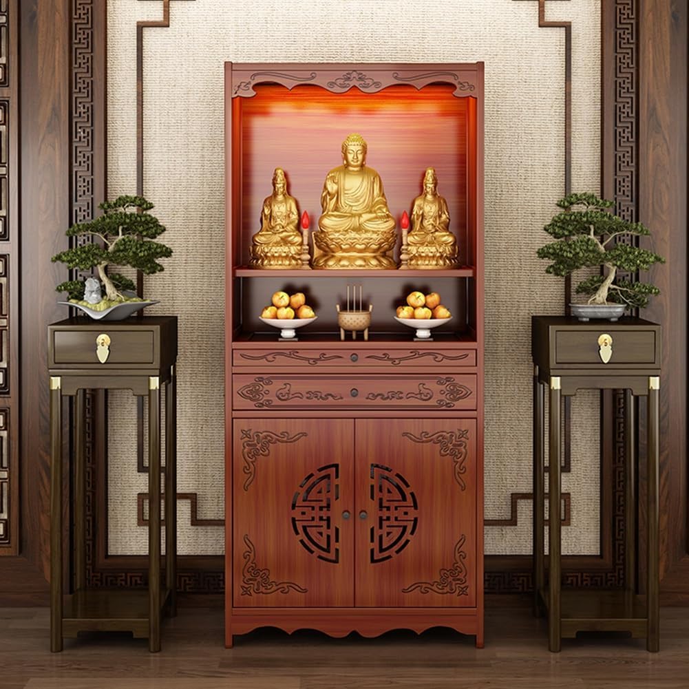 Armario personal de sándalo rojo y mueble de altar budista para templo
