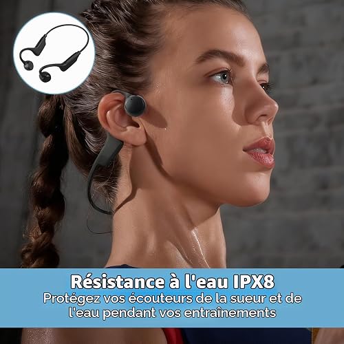 Cuffie Conduzione Ossea Auricolari Bluetooth senza fili V5.3 HiFi Stereo Sport con HD Micro Cuffie Sportive Impermeabile IPX8 per Corsa Ciclismo Fitness Ufficio - 3