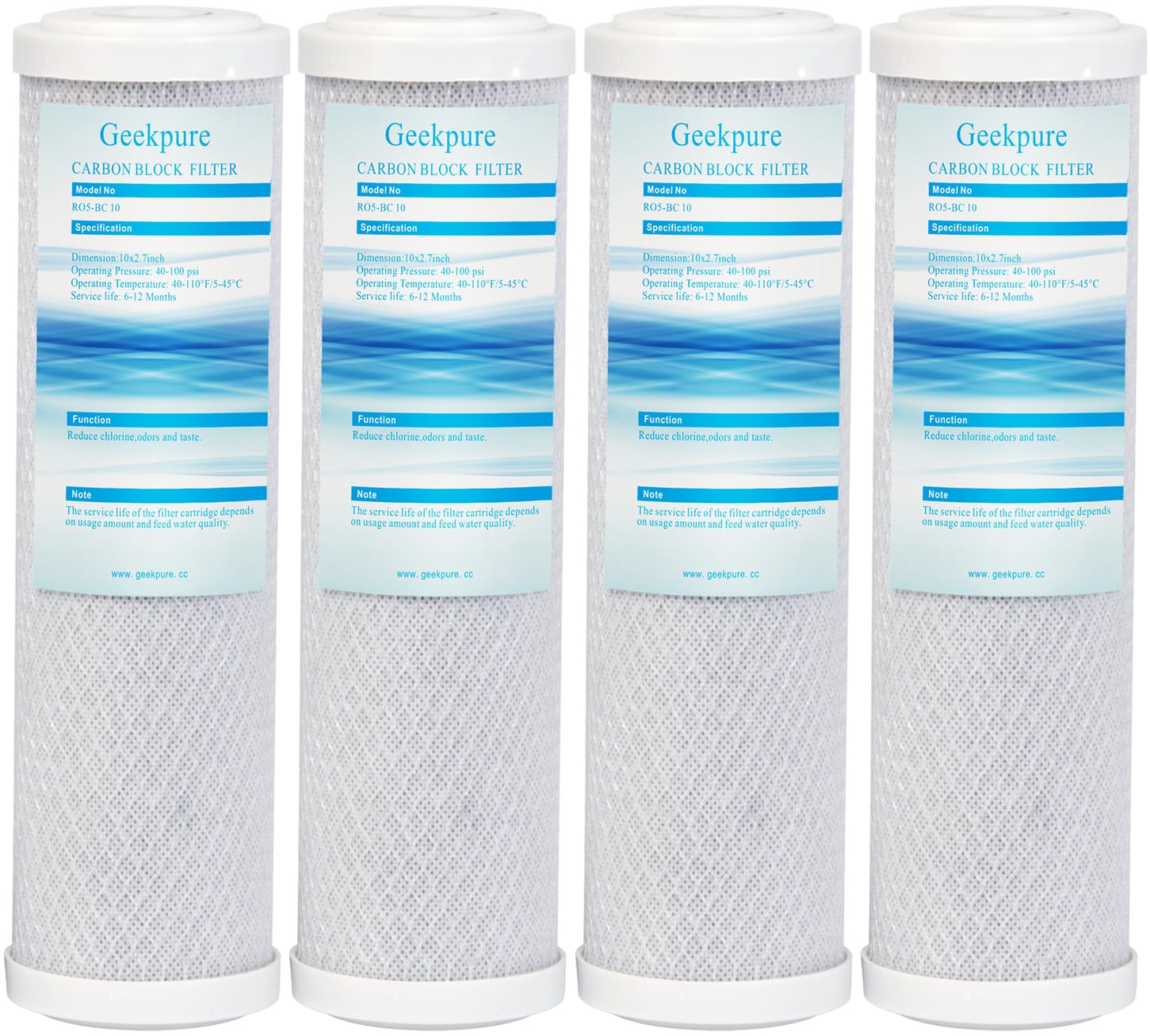 Geekpure 10 Inch Carbon Block Replacement Filter Cartridge for RO Water Filtration System -2.5