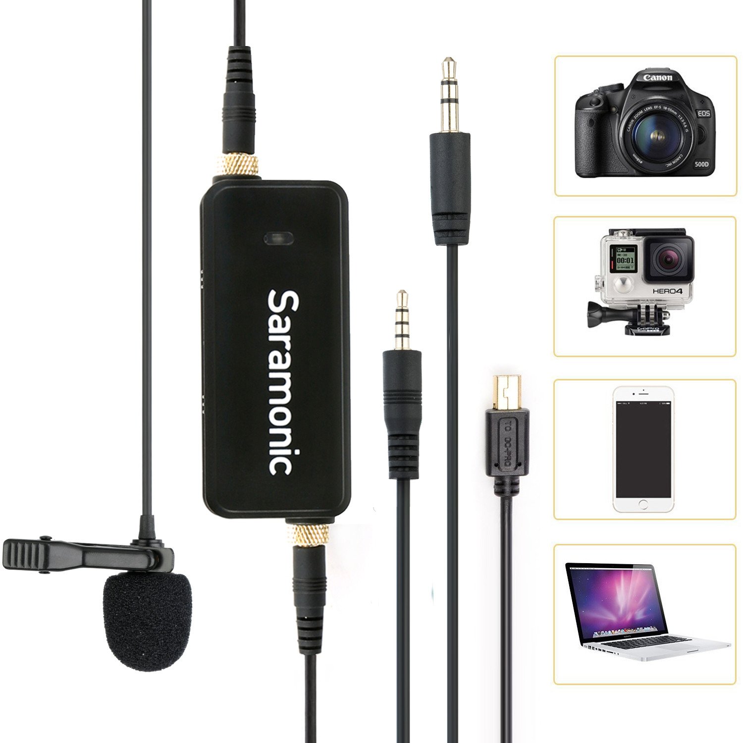 Saramonic"LavMic" Premium Lavalier Microphone with 2-Channel Audio Mixer and Outputs for iPhone/Android Smartphones, GoPro, DSLR Cameras, Camcorders and Portable Recorders
