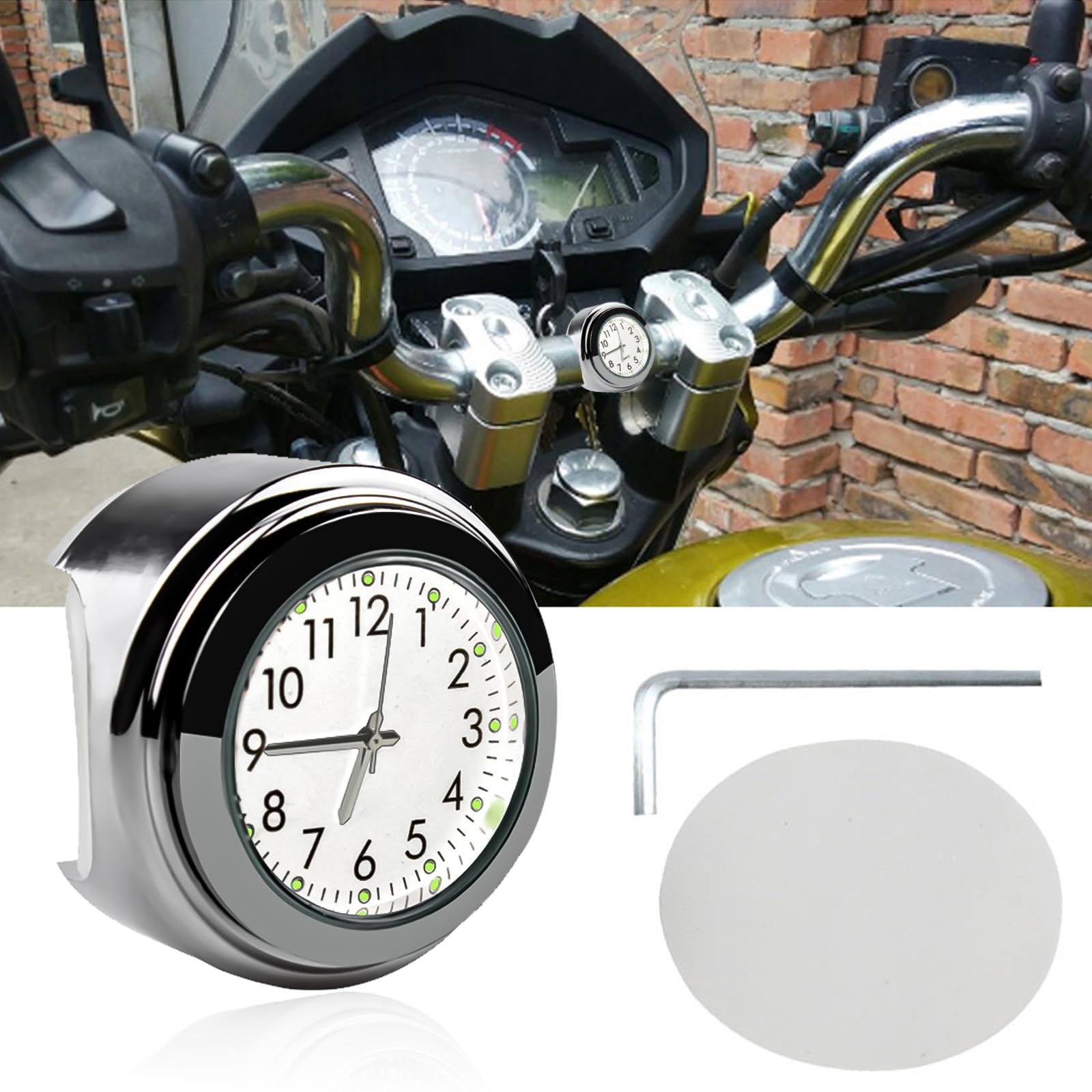 Horloge Moto Universelle Quartz - Étanche, Thermomètre, Calendrier - Fixation Guidon Chromé 7/8" & 1"