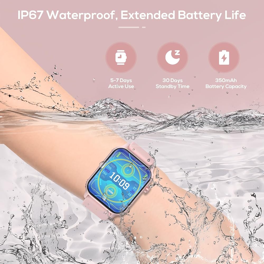 Smart Watch for Women, 120 Sports Modes Smartwatch with 1.83" HD, Alexa Built-in, Heart Rate/Sleep Monitor, IP67 Waterproof, Bluetooth Call & Music Control Fitness Watch for iPhone/Android (Pale Pink)