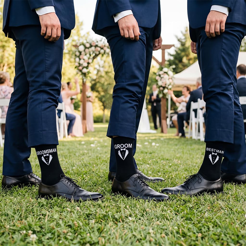 Paquete de regalo de calcetines de boda para hombre, calcetines de vestir para novio