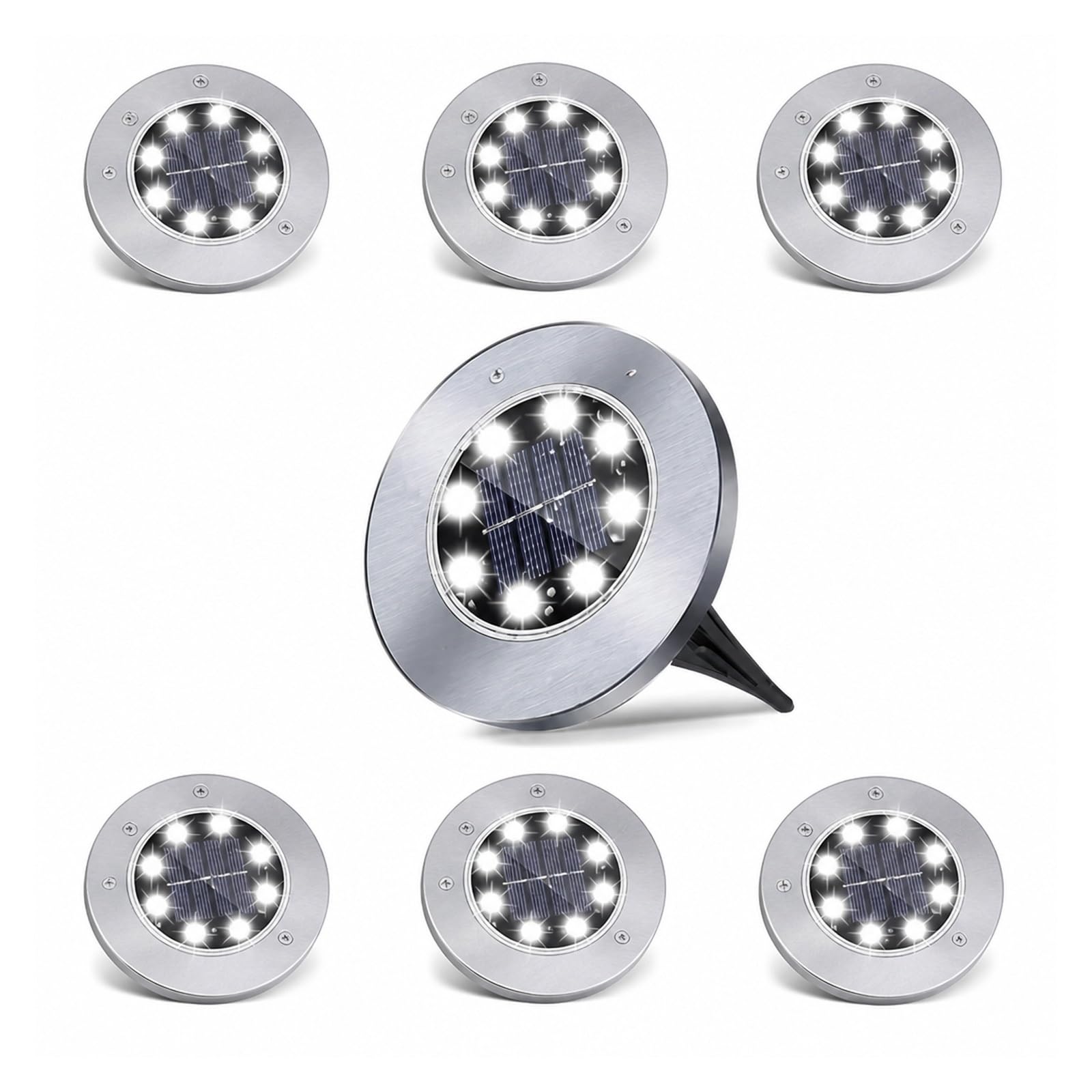 POAHNCU Solar Ground Lights, Solar Ground Lights Outdoor Decoration for Patio Walkway(8led Cold,8pcs)