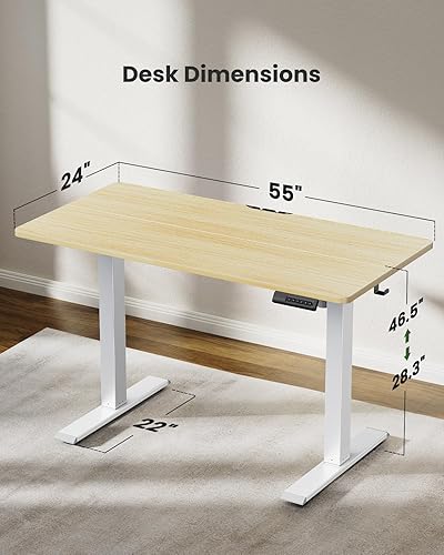 Miniatura 6 de Marsail Escritorio eléctrico de pie con luces LED, escritorio de pie sentado de 55 x 24 pulgadas para muebles de oficina en casa, escritorio de