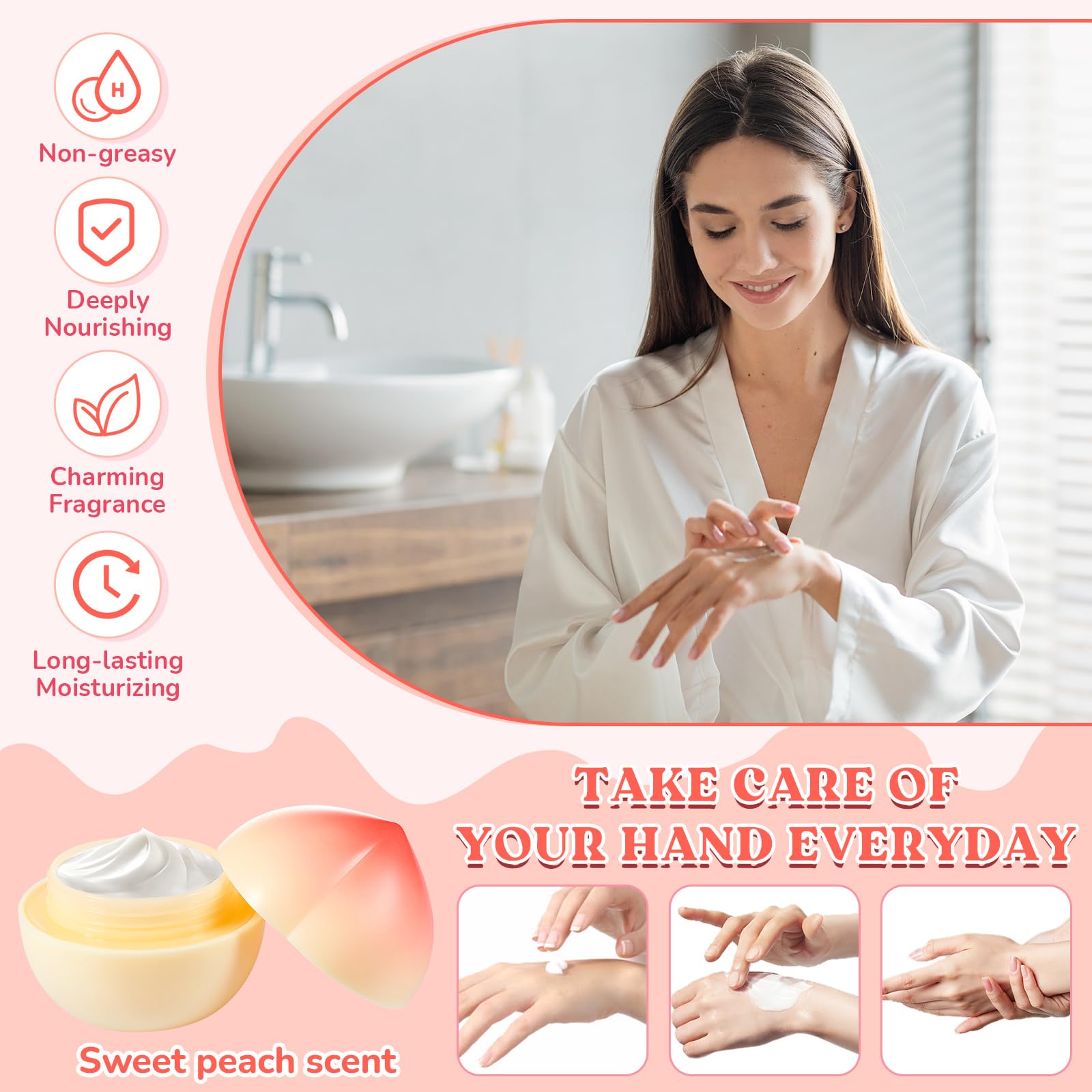 Set di 12 creme mani alla pesca da regalare a donne, divertente regalo di Natale con crema mani alla frutta per insegnanti, madri, infermieri, addio al nubilato e dipendenti.