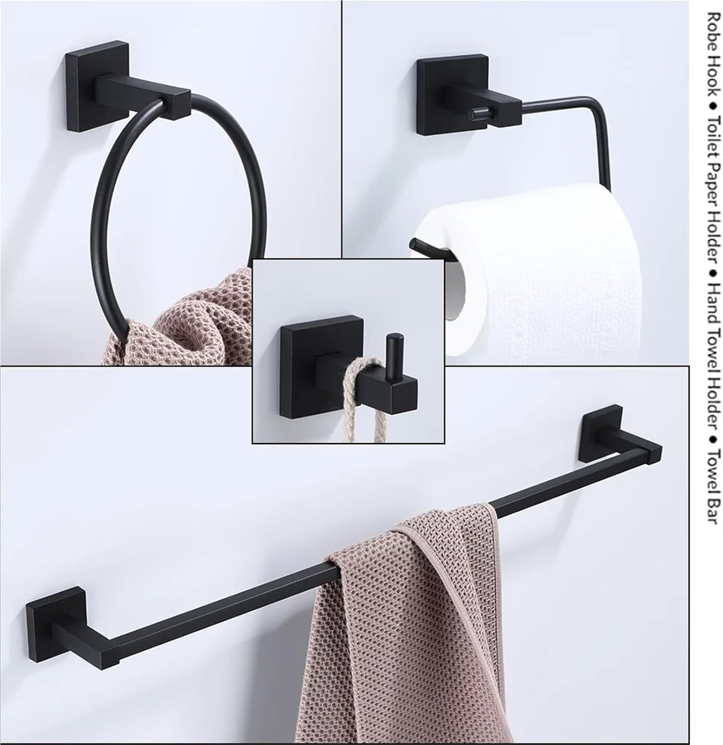 Bathroom Hardware Set - Shelf Robe Hook Hanger Towel Rail Bar Rack Tissue Paper Holder Stainless Steel Accessories(Towel Ring)