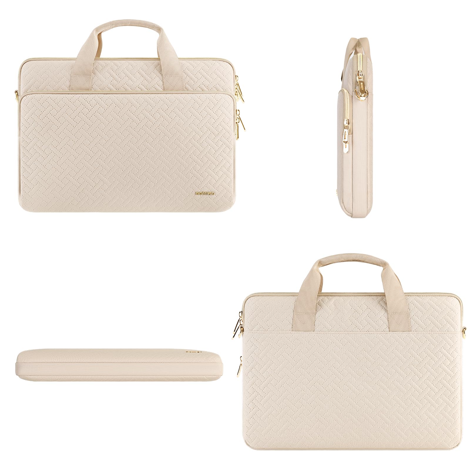 DOMISO Funda para Portatil Ordenador 15.6 Pulgadas,MacBook Pro M4 M3 M2 2025/Pro MAX,Protección Bolsa para 15-16 Pulgadas Lenovo,HP,DELL,ASUS Chromebook,Laptop PC Case Sleeve,con Tirantes，Beige