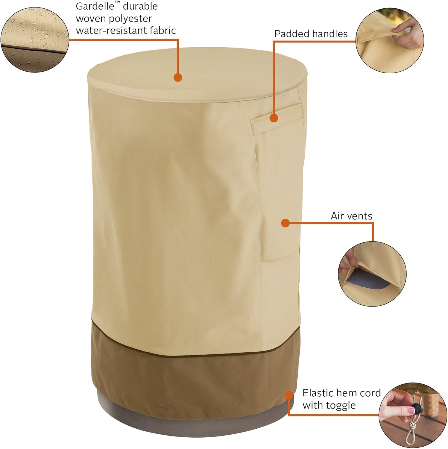 Classic Accessories Veranda Water-Resistant 12 Inch Round Fire Column Cover, outdoor firepit column cover