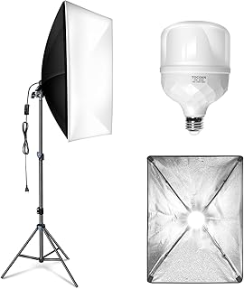 Softbox Photography Lighting Kit, 27'' x 20'' Professional Softbox Lighting Kit with 40W 8000K LED Bulb, Studio Lights for Photography, Video Recording, Portraits Shooting (Single Color)